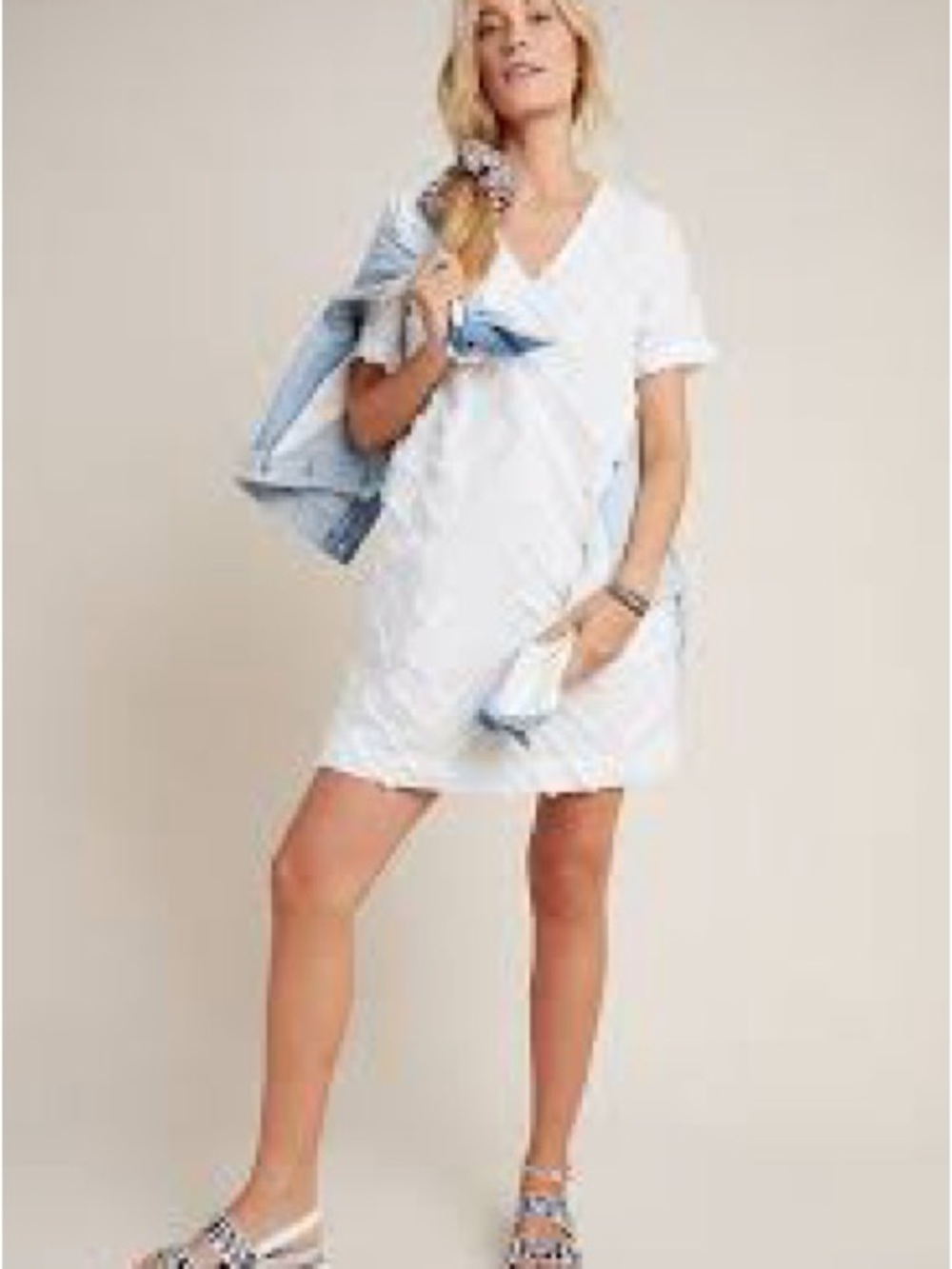 Anthropologie White Textured Chevron Shift Dress